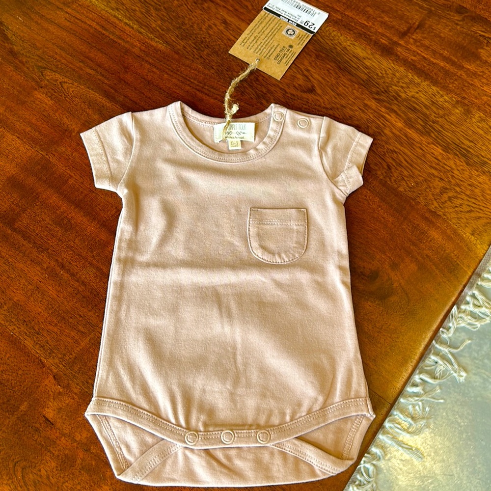 Short Sleeve Pocket Onesie in Antique Rose